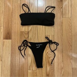 WHITE SHORE SWIM - Beach Bum Bikinis Black String Bikini Set